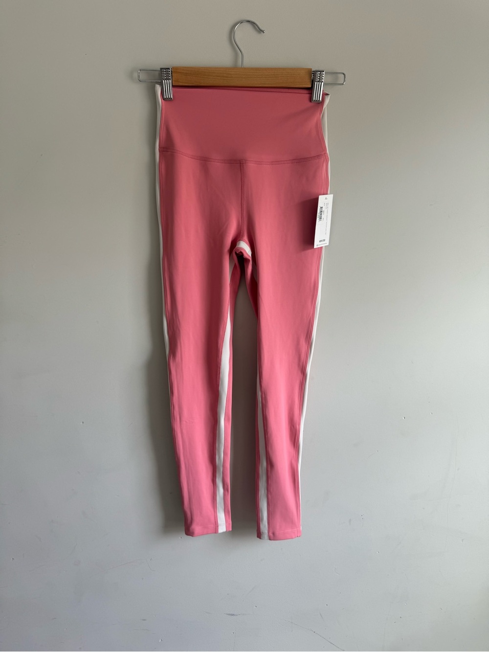 Splits59 Pink Leggings with White Side Stripe for Kids